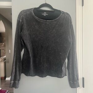 Caution To The Wind Charcoal Long Sleeve Top